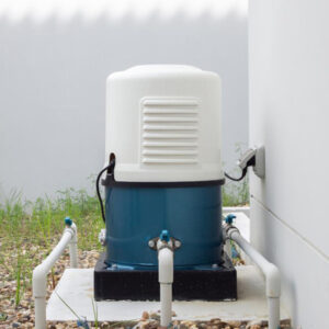 outdoor water well pump on a slab